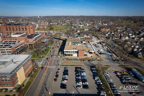 Aerial view of Heart Center construction