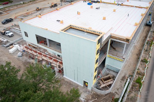 Aerial view of Heart Center construction