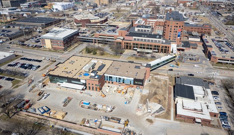 Aerial photo of the construction of the Heart Center