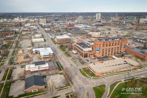 Aerial view of Heart Center construction