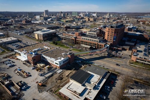 Aerial view of Heart Center construction