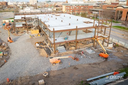 Aerial view of Heart Center construction