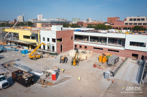 Aerial view of Heart Center construction