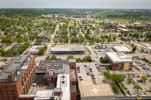 Aerial view of Heart Center construction