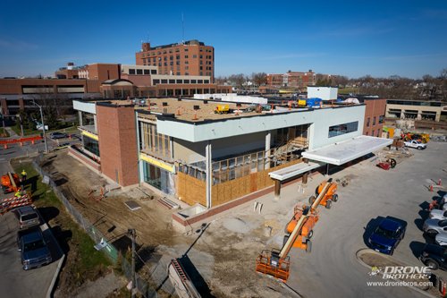 Aerial view of Heart Center construction