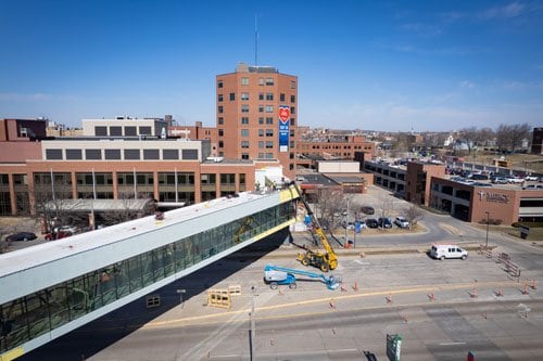 Aerial view of Heart Center construction