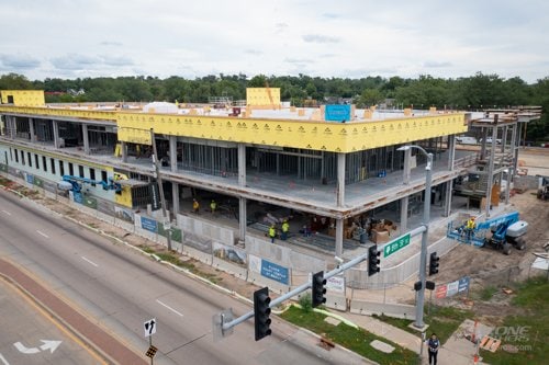 Aerial view of Heart Center construction