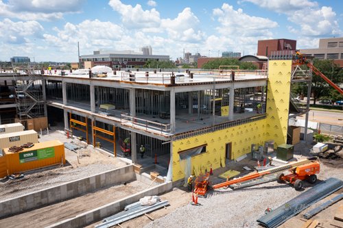 Aerial view of Heart Center construction