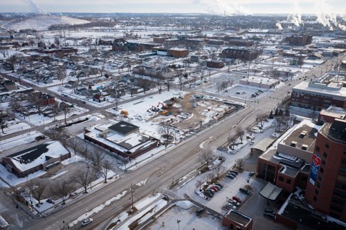 Aerial view of Heart Center construction