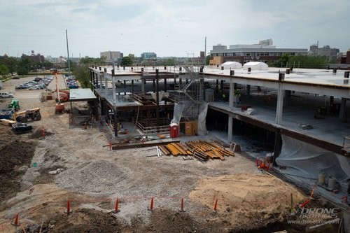 Aerial view of Heart Center construction