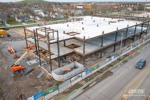 Aerial view of Heart Center construction