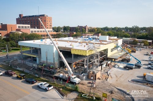 Aerial view of Heart Center construction