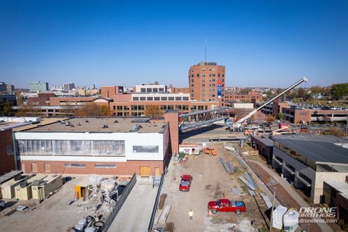 Aerial view of Heart Center construction